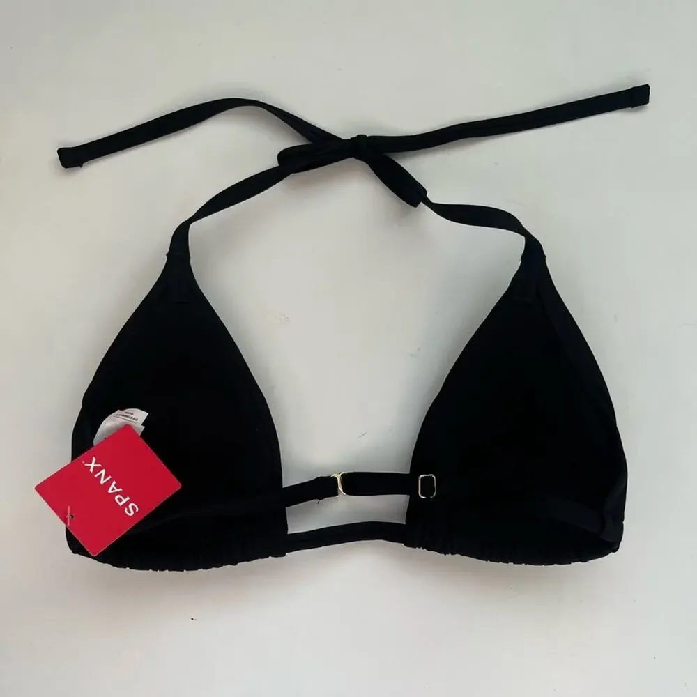 Spanx swim triangle bikini top black medium NWT